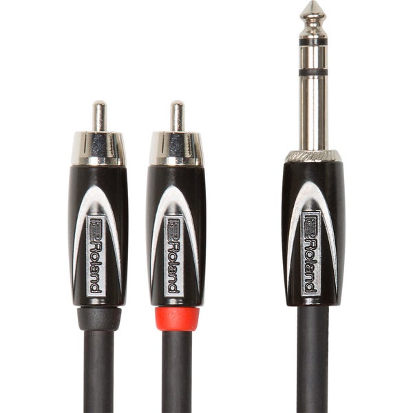 Roland RCC-5-TR2RV2 verloopkabel 1x 6.35mm TRS naar 2x RCA  1.5 meter