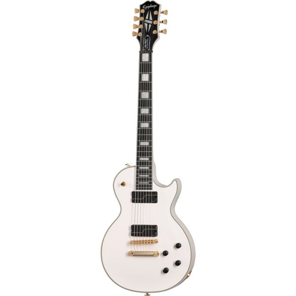 Epiphone Matt Heafy Origins Les Paul Custom 7-String Bone White 7-snarige elektrische gitaar met koffer