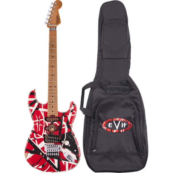 EVH Striped Series Frankie Red / White / Black met EVH Wolfgang / Striped Series Gig Bag Black