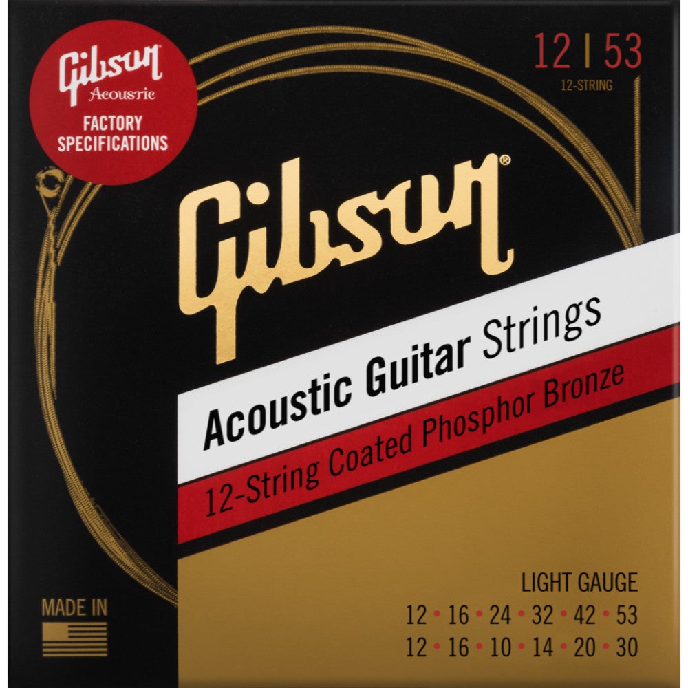 Gibson Coated Phosphor Bronze Acoustic Guitar Strings for 12-String