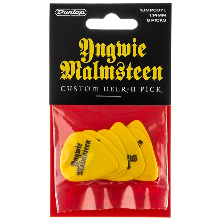 Dunlop YJMP03YL Yngwie Malmsteen Custom Delrin Pick Yellow 1.14 mm Plectrums (Pack of 6)