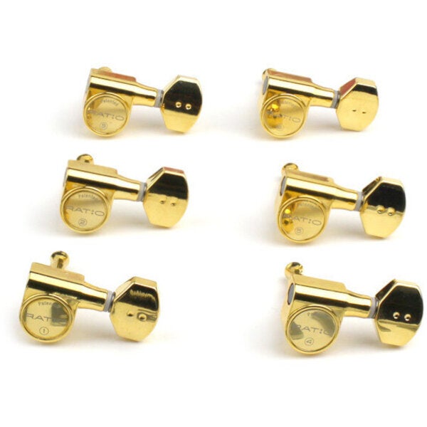 Graph Tech PRN-2721-G0 Ratio Electric stemmechanieken 6-in-line met contemporary buttons goud