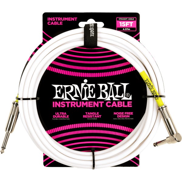 Ernie Ball 6400 instrumentkabel jack mono wit 4.5m