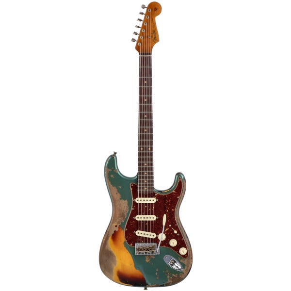 Fender Custom Shop Limited Edition Roasted '61 Strat Super Heavy Relic RW Aged Sherwood Green over 3-Color Sunburst