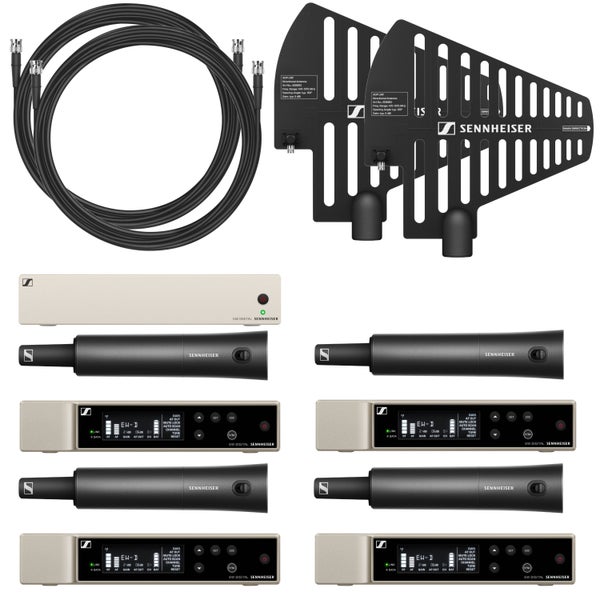 Sennheiser 4 x EW-D SKM-S Base Set S1-7 + EW-D ASA + 2 x ADP UHF draadloze handheld set (606.2-662 MHz)