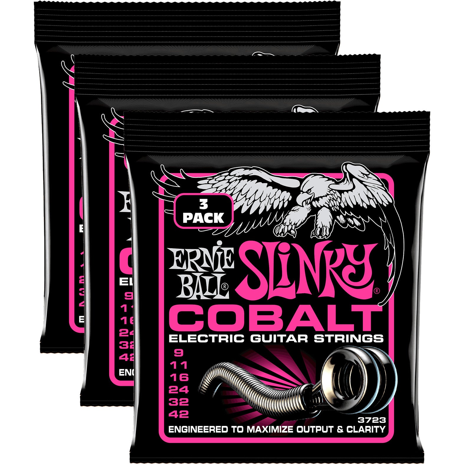 Ernie Ball 3723 Super Slinky Cobalt 9-42 Electric Guitar Strings (3 Packs)