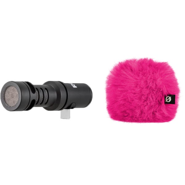 Rode Videomic Me-C met WS9 windkap roze